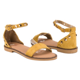 Fashion Sandalias de ante con tachuelas amarillo 4