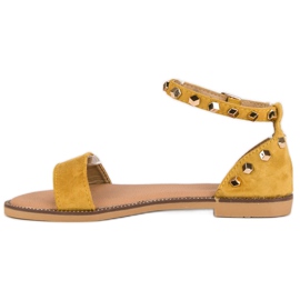 Fashion Sandalias de ante con tachuelas amarillo 3