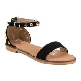 Fashion Sandalias de ante con tachuelas negro 3