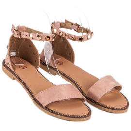 Fashion Sandalias de ante con tachuelas rosado 5