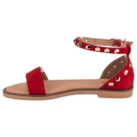 Fashion Sandalias de ante con tachuelas rojo 5