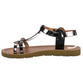 Cómodas sandalias con hebilla negro 3