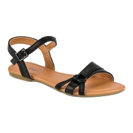 L. Day Sandalias planas negras negro 3