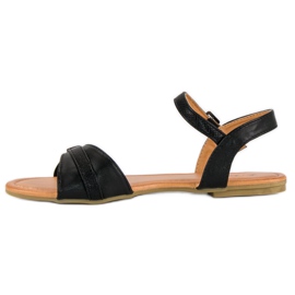 L. Day Sandalias planas negras negro 4