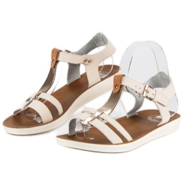 Sandalias abrochadas con hebilla marrón amarillo 2