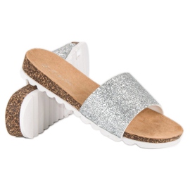 Sixth Sense Pantuflas de mujer con purpurina gris 5