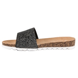 Sixth Sense Pantuflas de mujer con purpurina negro 4