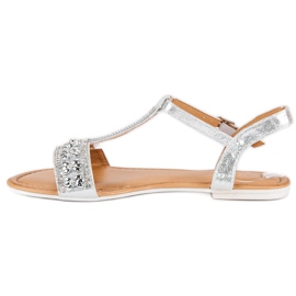 Sandalias plateadas con abalorios gris 3