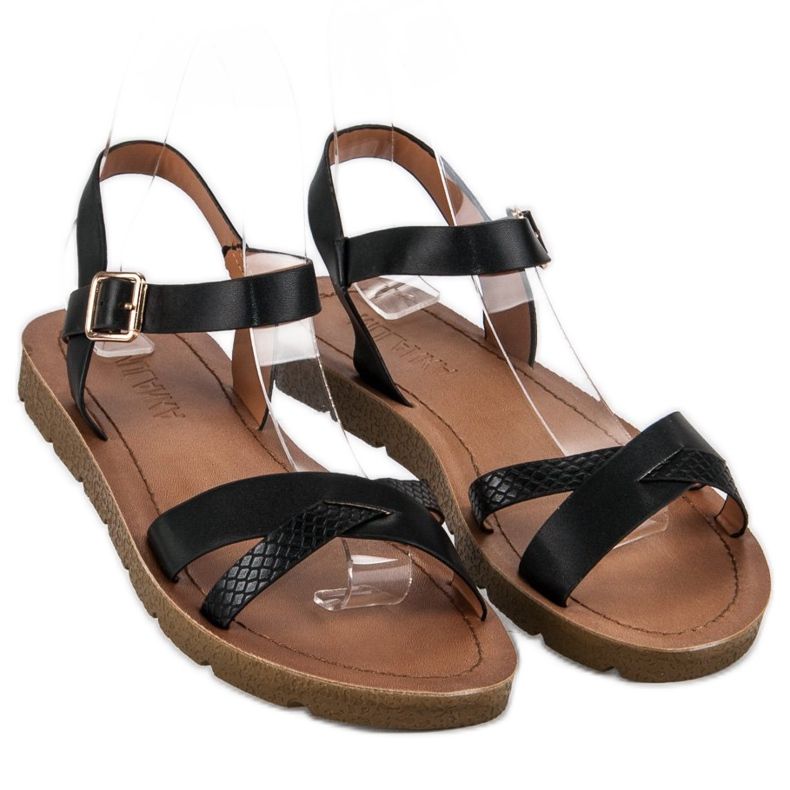 Sandalias planas negras negro 2
