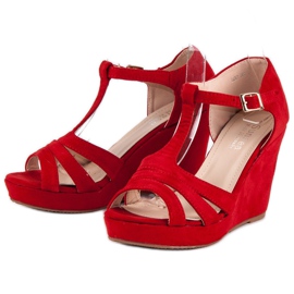 Sandalias cuña rojas rojo 2