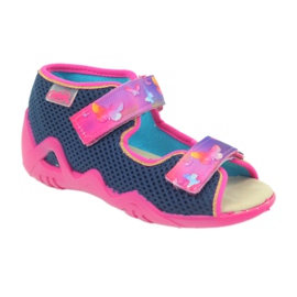 Sandalias befado pantuflas, plantilla de piel rosado azul marino 1