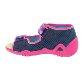 Sandalias befado pantuflas, plantilla de piel rosado azul marino 2