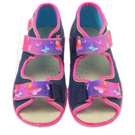 Sandalias befado pantuflas, plantilla de piel rosa azul marino 3