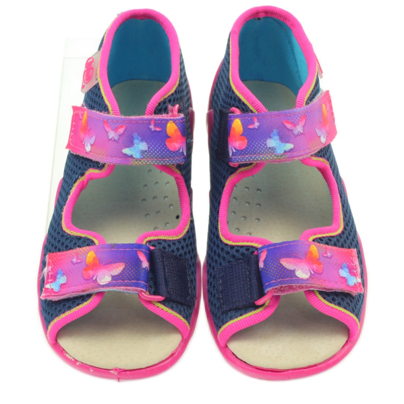 Sandalias befado pantuflas, plantilla de piel rosado azul marino 3