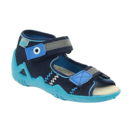 Sandalias befado pantuflas, plantilla de piel azul azul marino 1