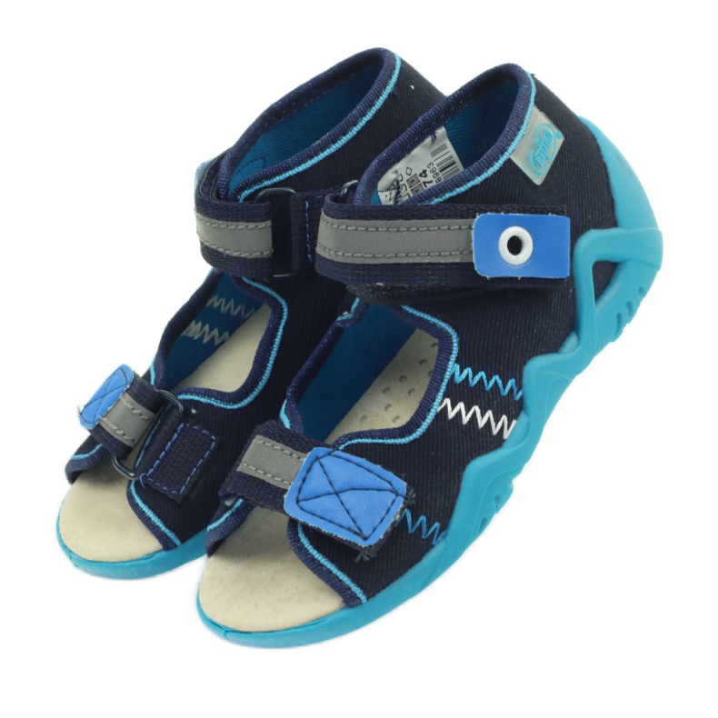 Sandalias befado pantuflas, plantilla de piel azul azul marino 4
