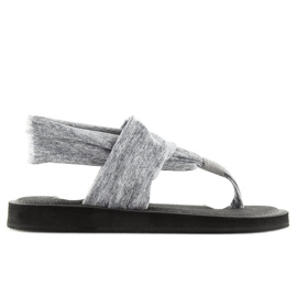 Sandalias grises, algodón, gris DD81P 2