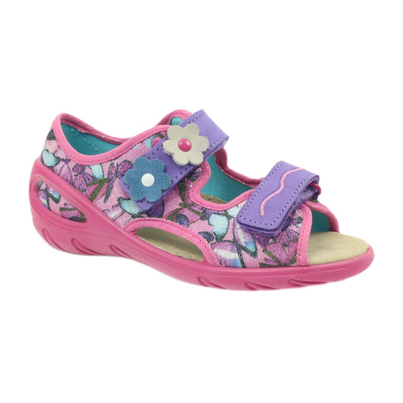 Sandalias ligeras plantilla Befado de piel púrpura azul rosa 1