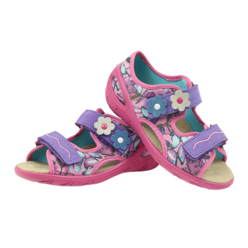 Sandalias ligeras plantilla Befado de piel violeta azul rosado 3