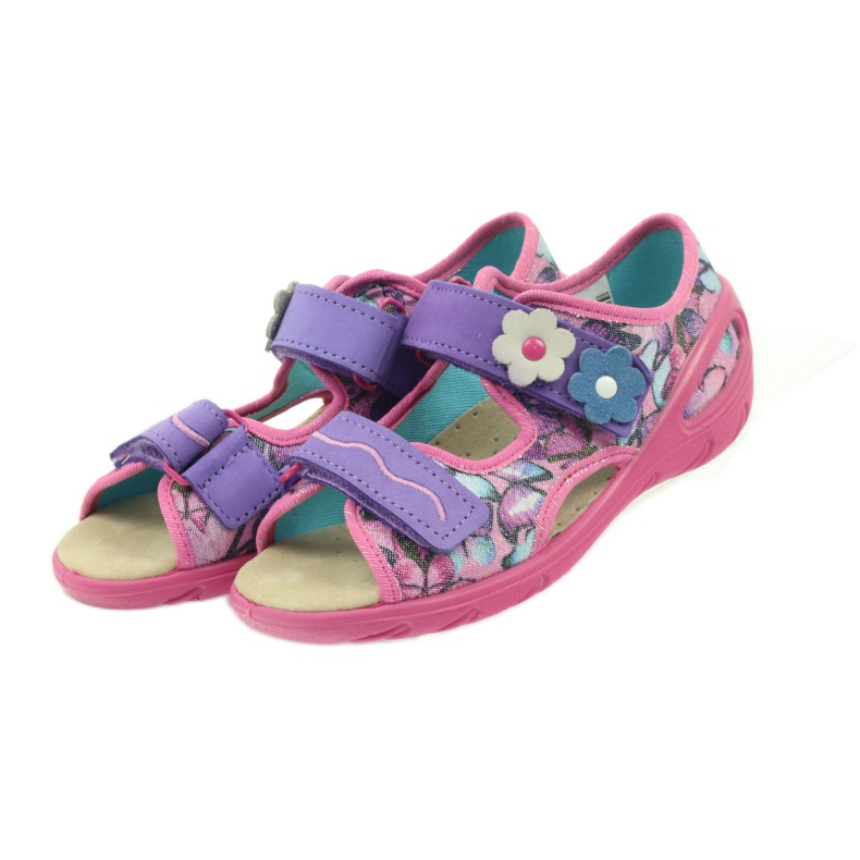 Sandalias ligeras plantilla Befado de piel púrpura azul rosa 4
