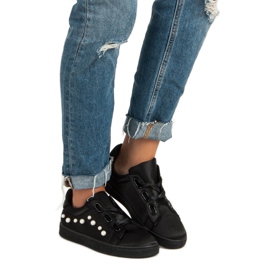 Deportivas De Raso Con Perlas negro 2