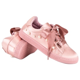 Deportivas De Raso Con Perlas rosa 1