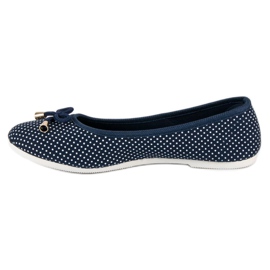 Bailarinas de tela con lunares blanco azul marino 5