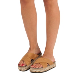 Flyfor Pantuflas boho camel marrón 1