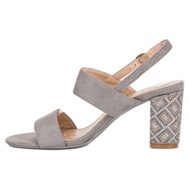 Sandalias con estilo con perlas gris 2