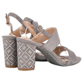 Sandalias con estilo con perlas gris 3