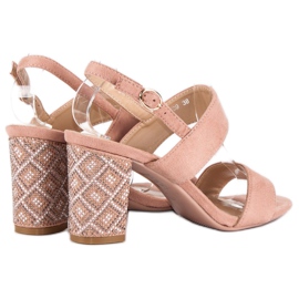 Sandalias con estilo con perlas rosado 2