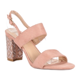 Sandalias con estilo con perlas rosado 6