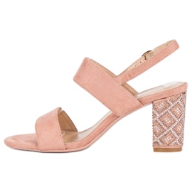Sandalias con estilo con perlas rosa 1