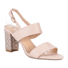 Sandalias con estilo con perlas marrón 1 Sandalias con estilo con perlas marrón 1