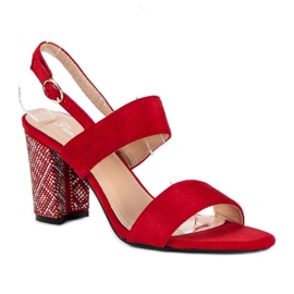 Sandalias con estilo con perlas rojo 1 Sandalias con estilo con perlas rojo 1