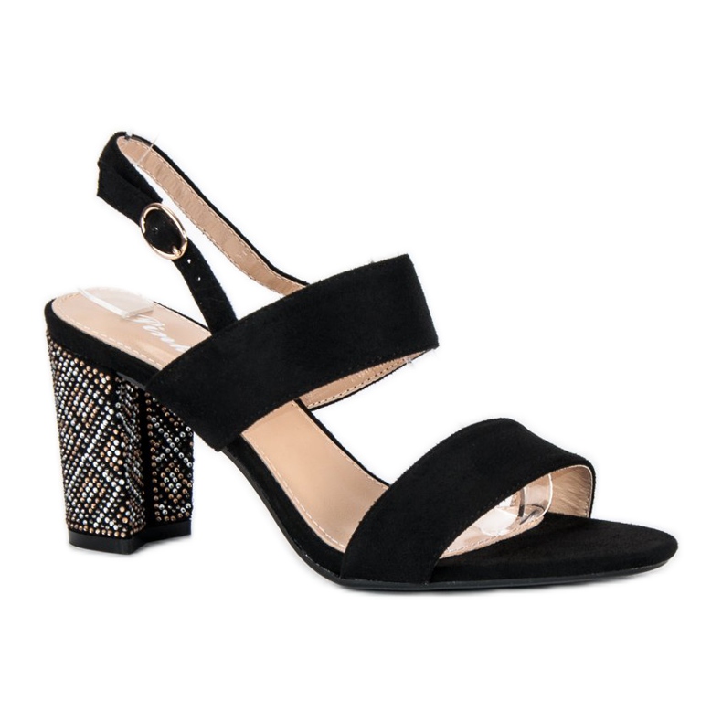 Sandalias con estilo con perlas negro 1