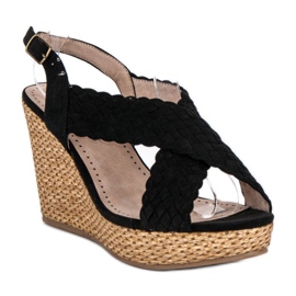 Corina Sandalias cuña informales negro 1 Corina Sandalias cuña informales negro 1