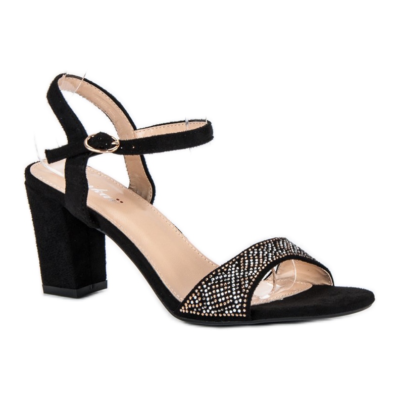 Elegantes sandalias de tacón negro 1