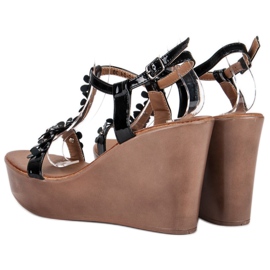 Beauty Girl'S Sandalias cuña elegantes negro 3