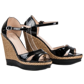 Kayla Sandalias de cuña lacadas negras negro 4