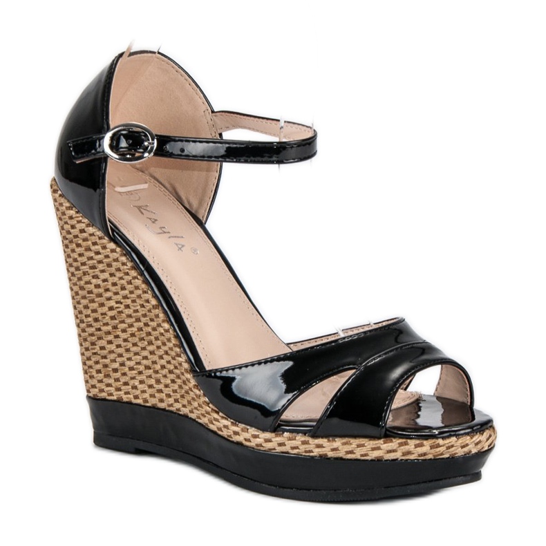 Kayla Sandalias de cuña lacadas negras negro 1