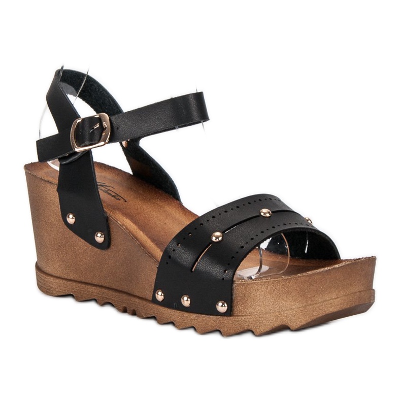 Sandalias cuña negras negro 1 Sandalias cuña negras negro 1