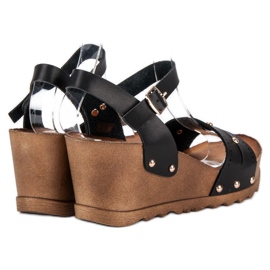 Sandalias cuña negras negro 3