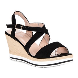Anesia Paris Sandalias cuña negras negro 1