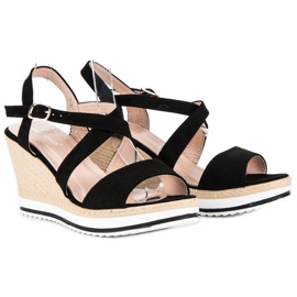 Anesia Paris Sandalias cuña negras negro 3