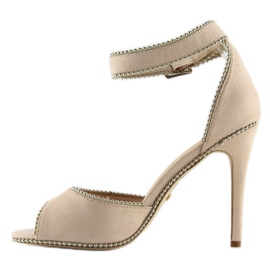 Sandalias elegantes en un tacón beige NF-24P Beige 4