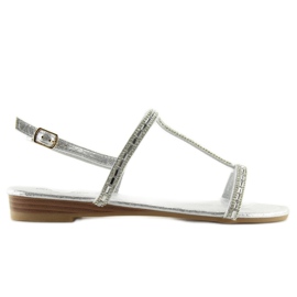 Sandalias plateadas con circonitas 86-C010 plata gris 3