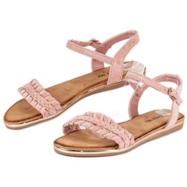 Super Me Sandalias planas ante rosado 2