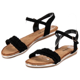 Super Me Sandalias planas ante negro 2