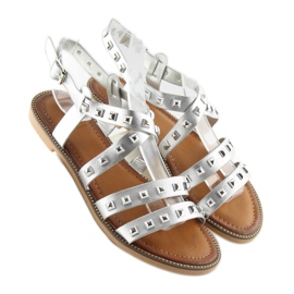Plata M-520 Sandalias plateadas con tachuelas gris 2
